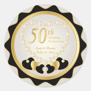 Pegatina Redonda 50.º Aniversario del Boda de Oro