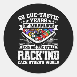Pegatina Redonda 50.º Boda Aniversario Billiards 50 Years M