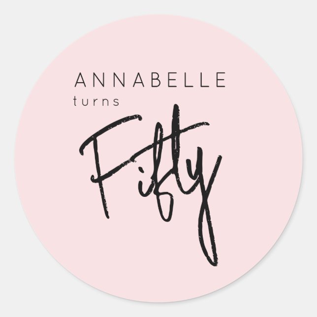 Pegatina Redonda 50.º cincuenta y cincuenta años (Anverso)