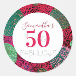 Pegatina Redonda 50.º cumpleaños 50 y fabuloso Fiesta único