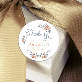 Pegatina Redonda 50.º Cumpleaños Boho Otoño Gracias Pegatinas