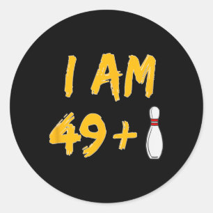 Pegatina Redonda 50.º cumpleaños Bowling Shirt Funny Bowler Fiesta