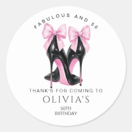 Pegatina Redonda 50.º cumpleaños, fabuloso y 50 gracias a favor