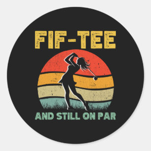 Pegatina Redonda 50.º natalicio Diseño femenino retro 50 años de vi