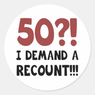 Pegatina Redonda 50.º regalo de la bolsa de cumpleaños