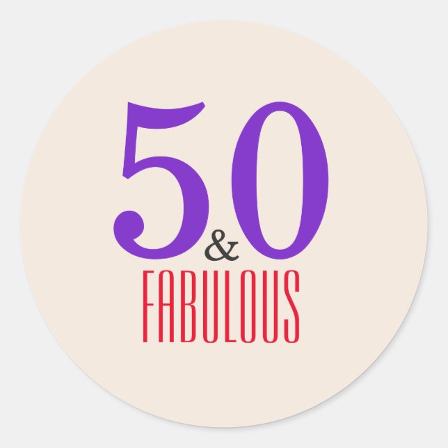Pegatina Redonda 50.º y fabuloso morado (Anverso)