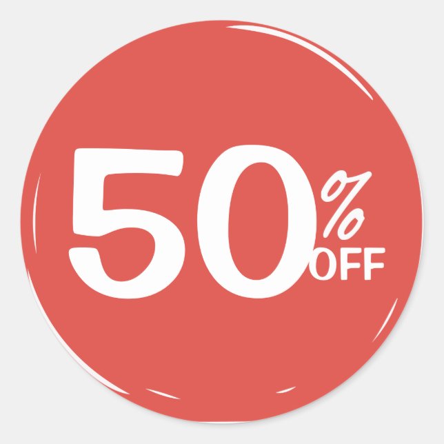 Pegatina Redonda 50% 50% de descuento (Anverso)