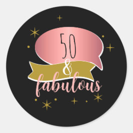 Pegatina Redonda 50 and Fabulous Birthday