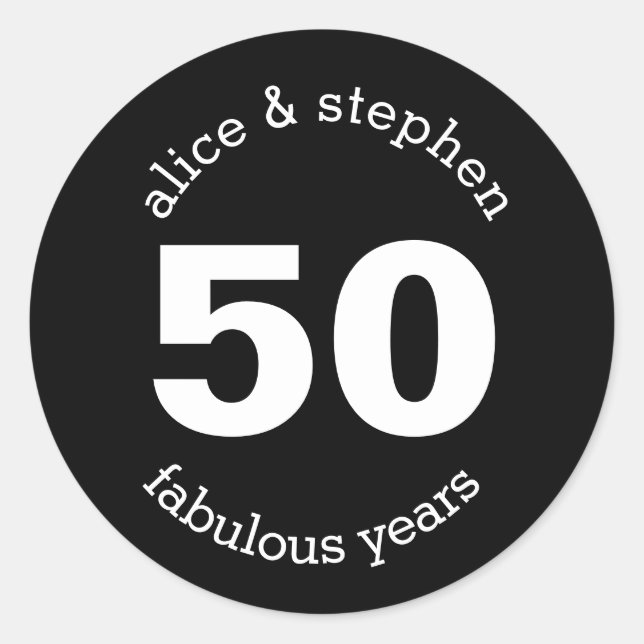 Pegatina Redonda 50° Aniversario 50 Años Fabulosos (Anverso)