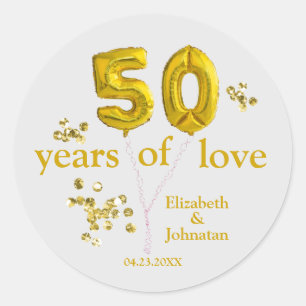Pegatina Redonda 50° Aniversario del Boda con nombres DCSA48