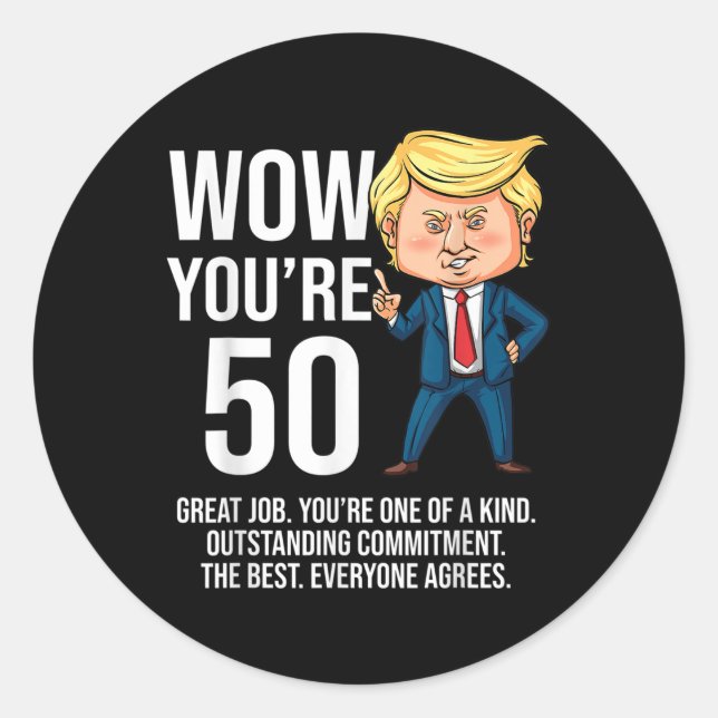 Pegatina Redonda 50 años Funny Trump Republicano (Anverso)