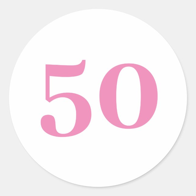 Pegatina Redonda 50 años Personalizado rosa número cincuenta años d (Anverso)