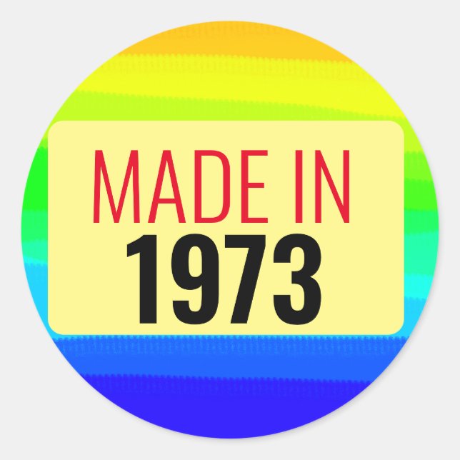 Pegatina Redonda 50° cumpleaños hecho en 1973 50 años (Anverso)
