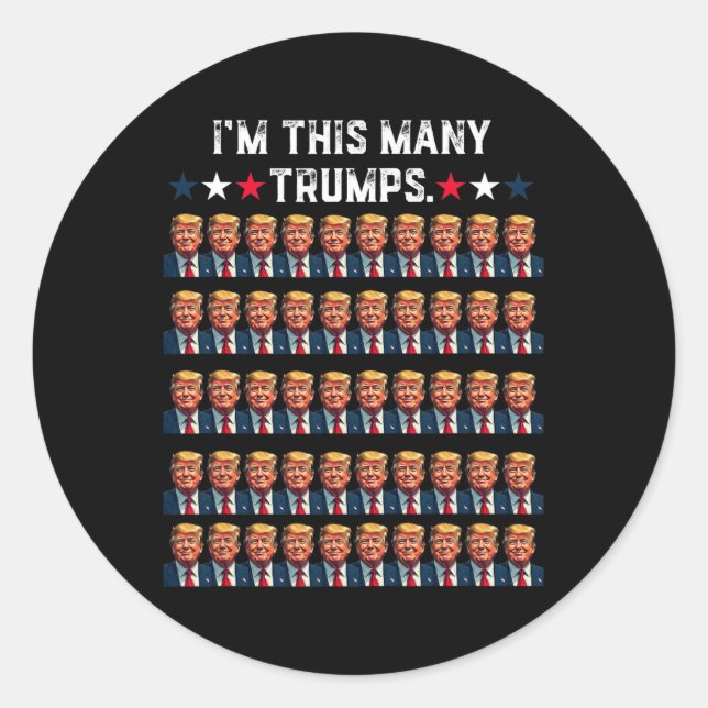 Pegatina Redonda 50° cumpleaños soy esta cantidad de Trump (Anverso)