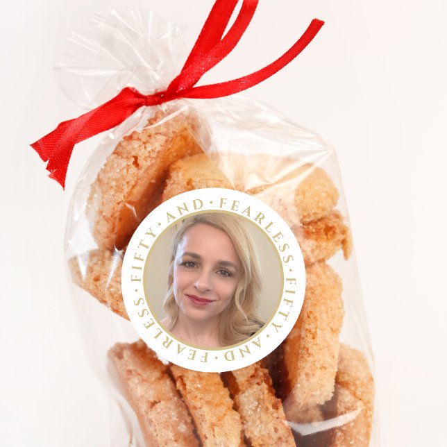 Pegatina Redonda 50 e intrépido Personalizado de oro elegante (Subido por el creador)