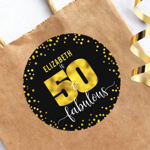 Pegatina Redonda 50 fabulosos puntos brillantes de lámina dorada ne