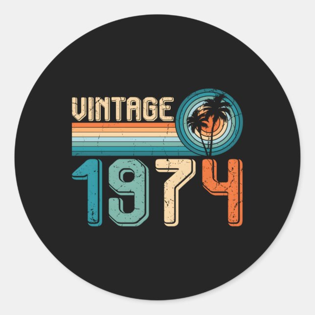 Pegatina Redonda 50 Nacido En 1974 50 (Anverso)