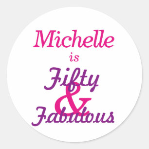 Pegatina Redonda 50 personalizados y cumpleaños fabuloso del   50.