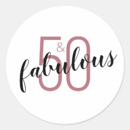 Pegatina Redonda 50 y fabulosa tarjeta de cumpleaños número 50