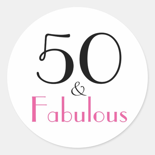 Pegatina Redonda 50 y fabuloso | 50.º cumpleaños (Anverso)