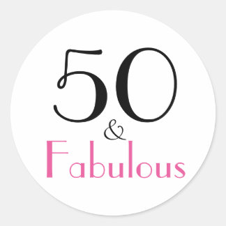 Pegatina Redonda 50 y fabuloso | 50.º cumpleaños