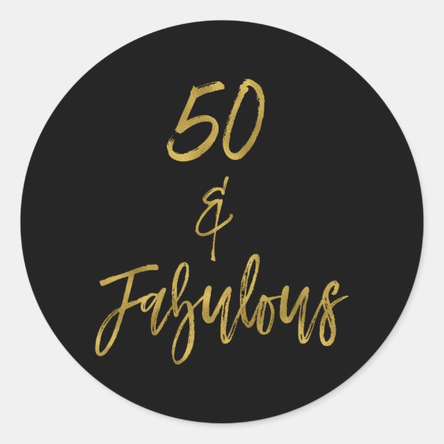 Pegatina Redonda 50 y fabuloso | Cincuenta y fabuloso (Anverso)