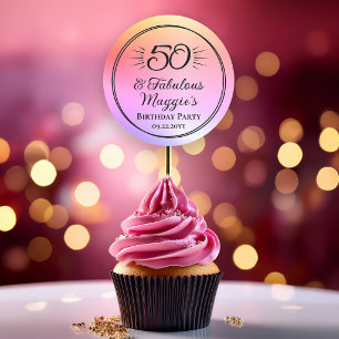 Pegatina Redonda 50 y fabuloso Cumpleaños número 50