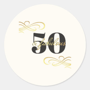 Pegatina Redonda 50 y fabuloso Cumpleaños número 50