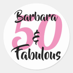 Pegatina Redonda 50 y Fabuloso Cumpleaños Personalizado