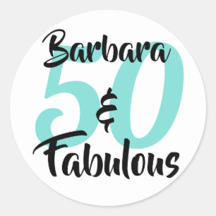 Pegatina Redonda 50 y Fabuloso Cumpleaños Personalizado Fiesta de C