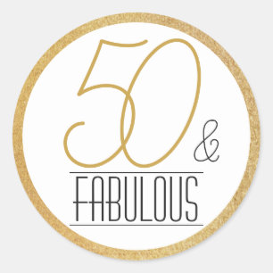Pegatina Redonda 50 y Fabuloso Cumpleaños Personalizado Fiesta de O