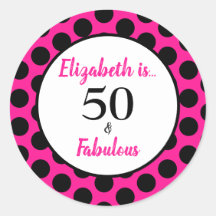 50 y fabuloso negrita rosa con puntos de polka neg