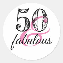 Pegatina Redonda 50 y fabuloso Personalizado