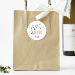 Pegatina Redonda 50 y Fabuloso Personalizado 50 cumpleaños guión mo