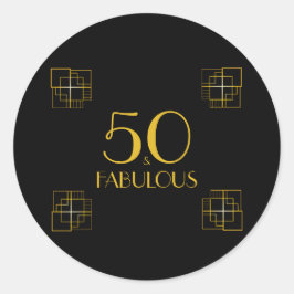 Pegatina Redonda 50 y fabuloso | Tipografía 50 cumpleaños
