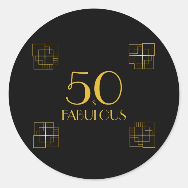 Pegatina Redonda 50 y fabuloso | Tipografía 50 cumpleaños (Anverso)