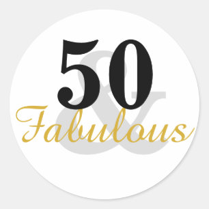Pegatina Redonda 50 y fabulosos Pegatinas de cumpleaños número 50