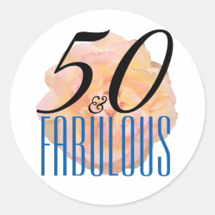 Pegatina Redonda 50 y Fabulous / 50th Birthday Party Matching