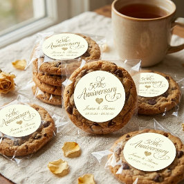 Pegatina Redonda 50th Golden Wedding Anniversary