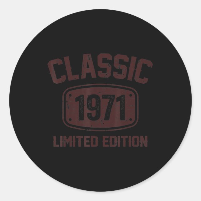 Pegatina Redonda 51 años de edad 1971 Edición limitada 51º cumpleañ (Anverso)
