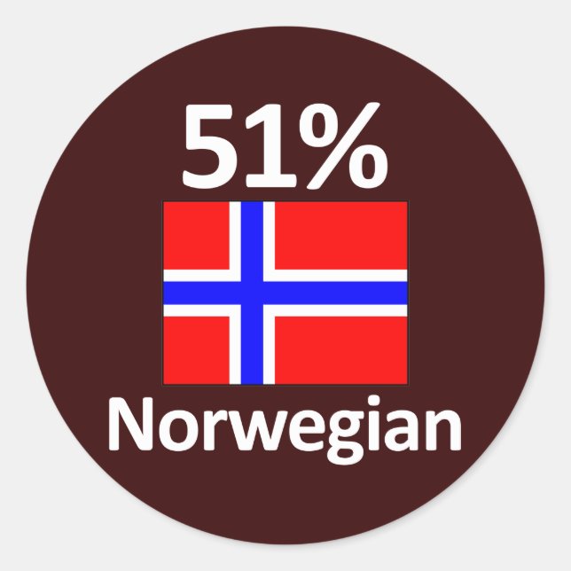Pegatina Redonda 51% noruego (Anverso)