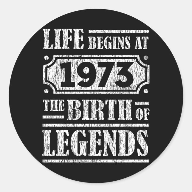 Pegatina Redonda 52 Años De Edad 1973 Nacimiento De La Leyenda 52º  (Anverso)
