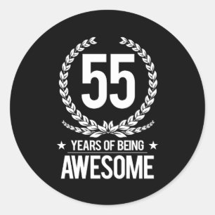 Pegatina Redonda 55º Cumpleaños (55 Años De Ser Increíble)