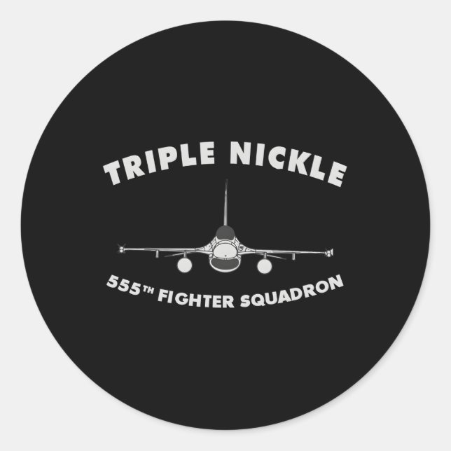 Pegatina Redonda 555º Escuadrón De Combate El Triple Níquel (Anverso)