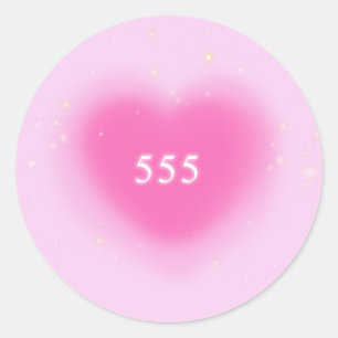 Pegatina Redonda 555 Ángel estético del corazón rosado moderno