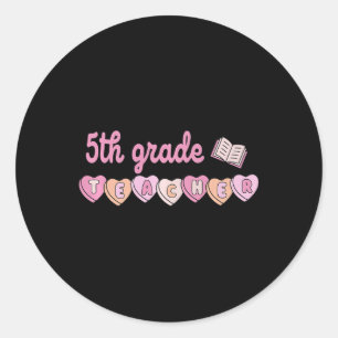 Pegatina Redonda 5.ª clase de Día de San Valentín Retro School Litt