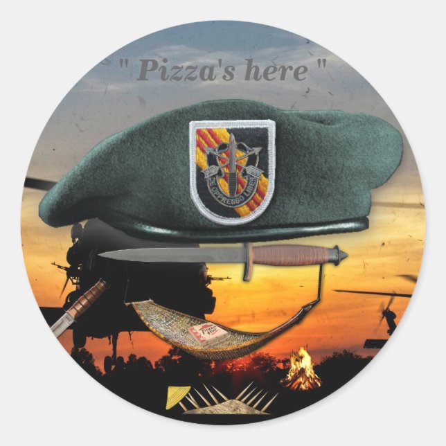 Pegatina Redonda 5.ª fuerza especial Green Berets vietnam war sf (Anverso)