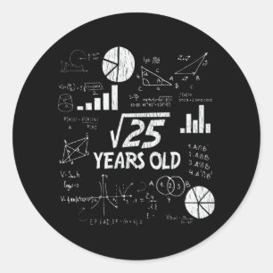 Pegatina Redonda 5.ª matemática raíz cuadrada de cumpleaños regalo 