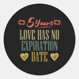 Pegatina Redonda 5.º Aniversario Boda El Amor No Tiene Datos De Cad