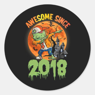 Pegatina Redonda 5.º cumpleaños Halloween Dabbing Zombie Impresiona